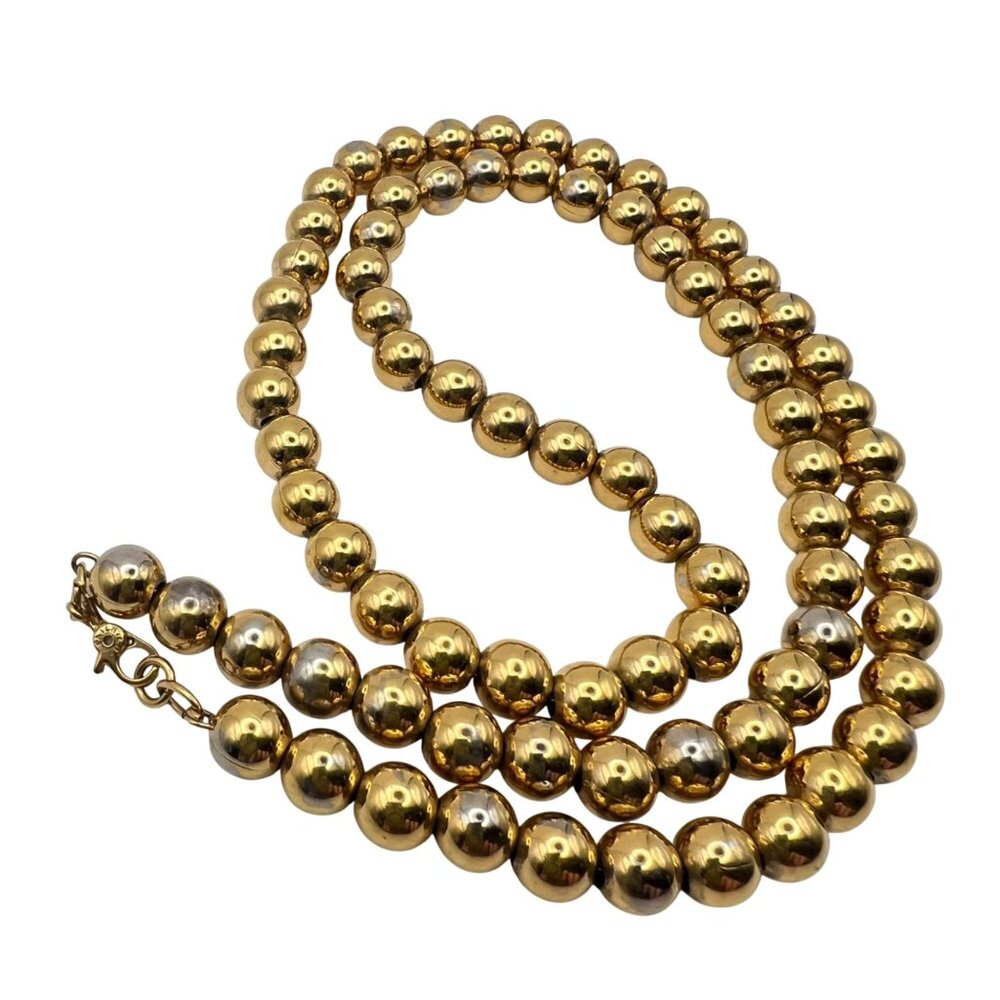 Monet 24" Gold-Tone Beaded Necklace Sister Lobster Clasp Classic Layering Signed - Picture 3 of 8